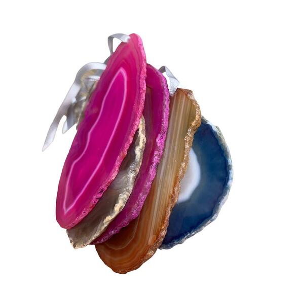 Agate Stone Slice Ornaments Hot‎ Pink - Picture 3 of 3